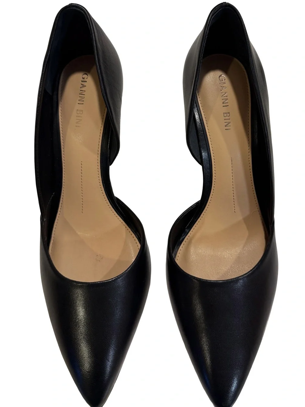 Gianni Bini Venicia Black Leather Pointed Toe Pumps Heels Size 9M